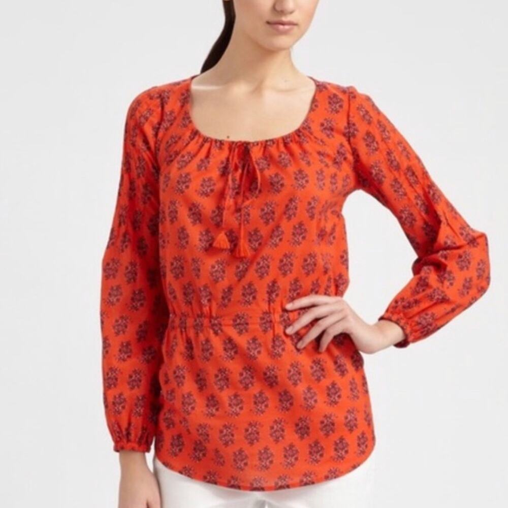 Tory Burch Evelina Tunic Floral Print Top Blouse Women’s size 6